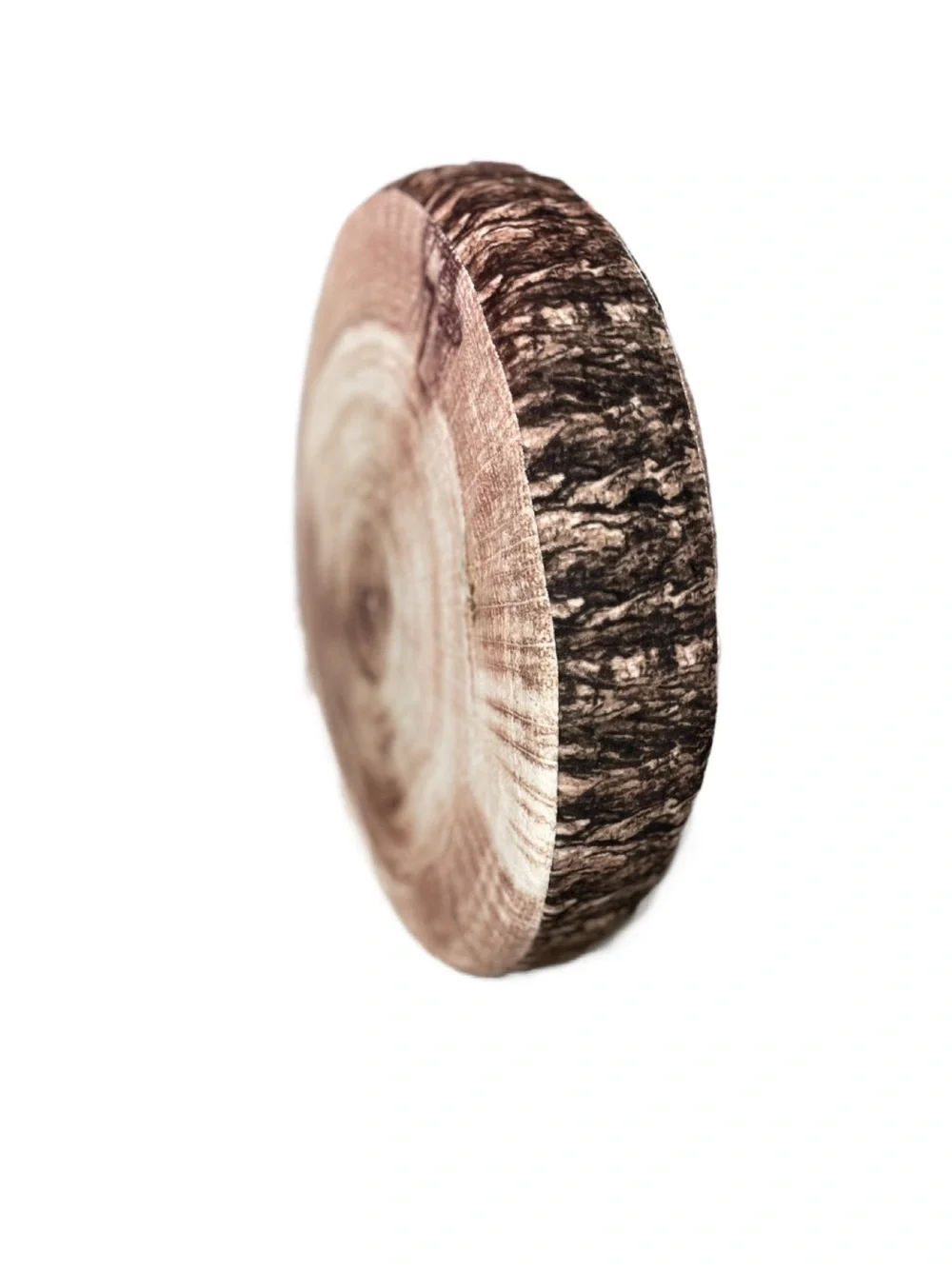 Rustic Wood-Print Round Seat Cushion - Brown & Tan 14” Round